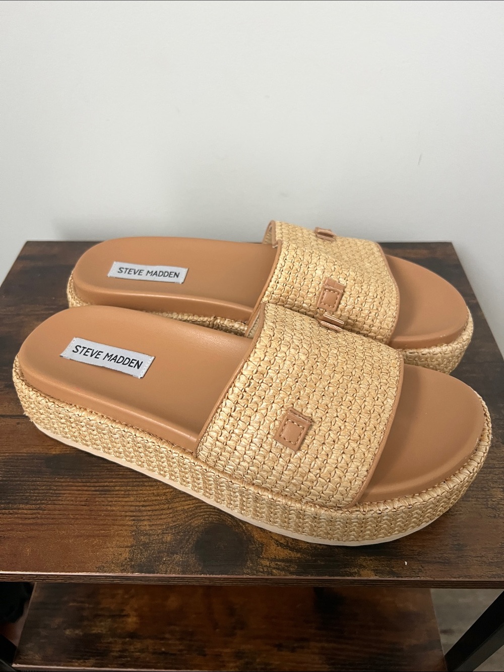 Steve Madden Kayley Raffia Platform Slides 9 # - Picture 3 of 7